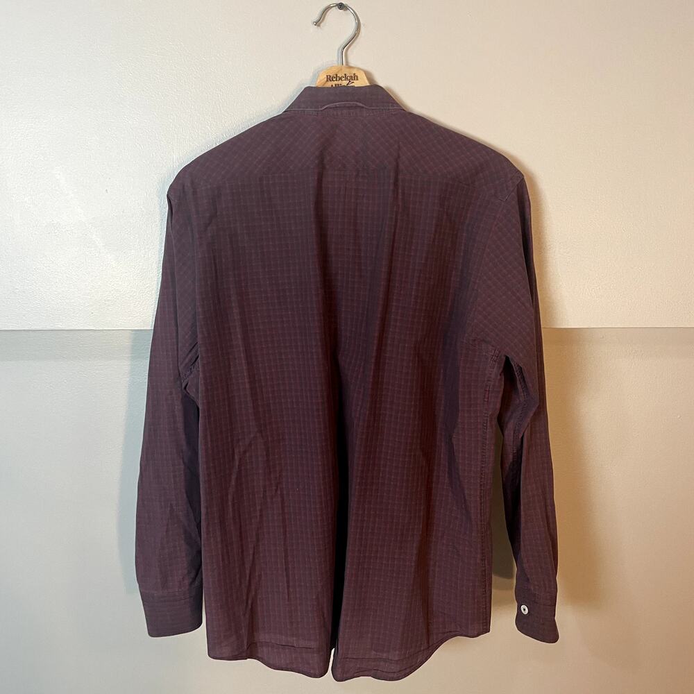 Billy Reid Red & Charcoal Checked Print Button Up… - image 7